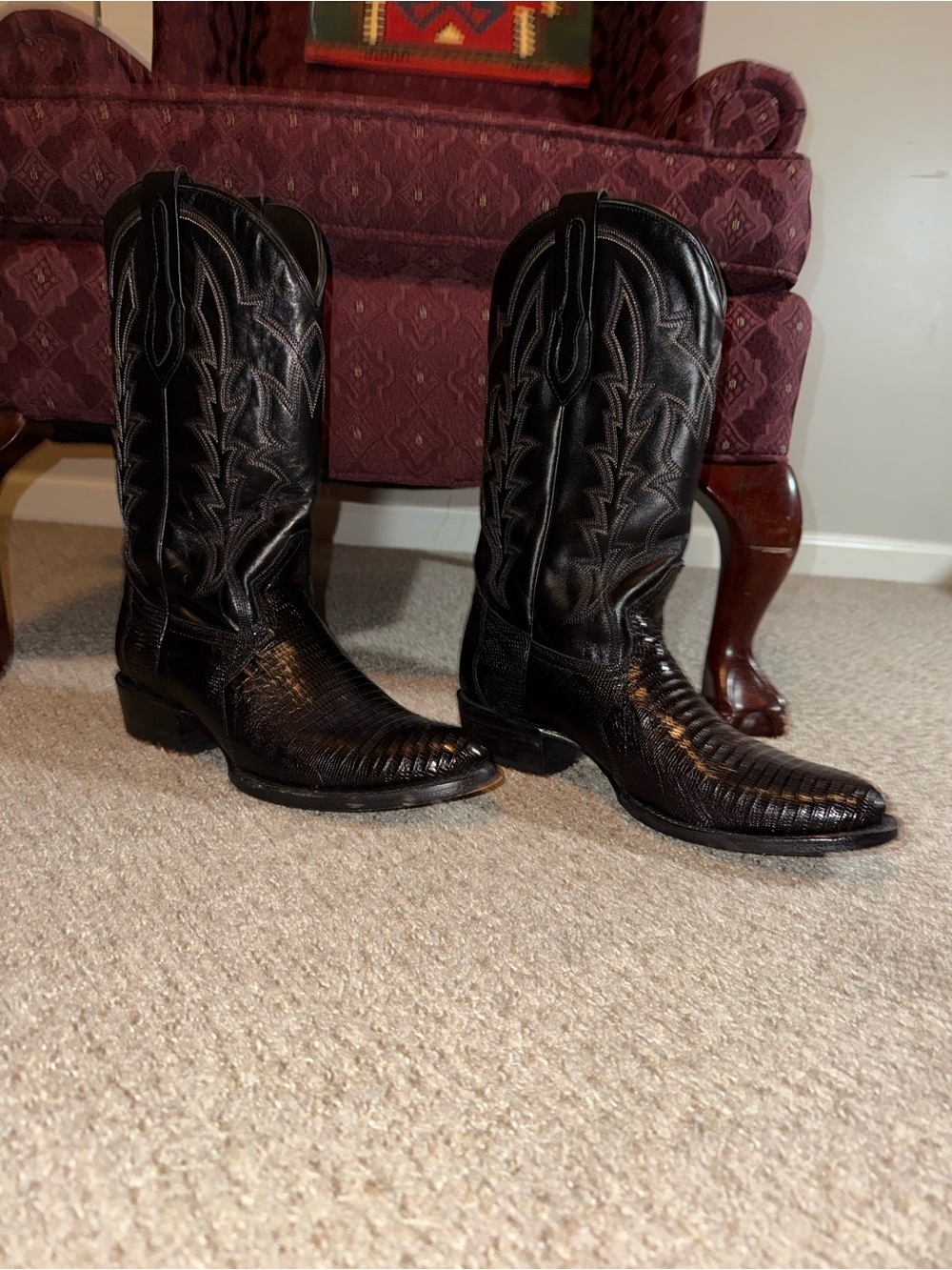 Men's JB Dillon lizard skin boots. Size 10 D